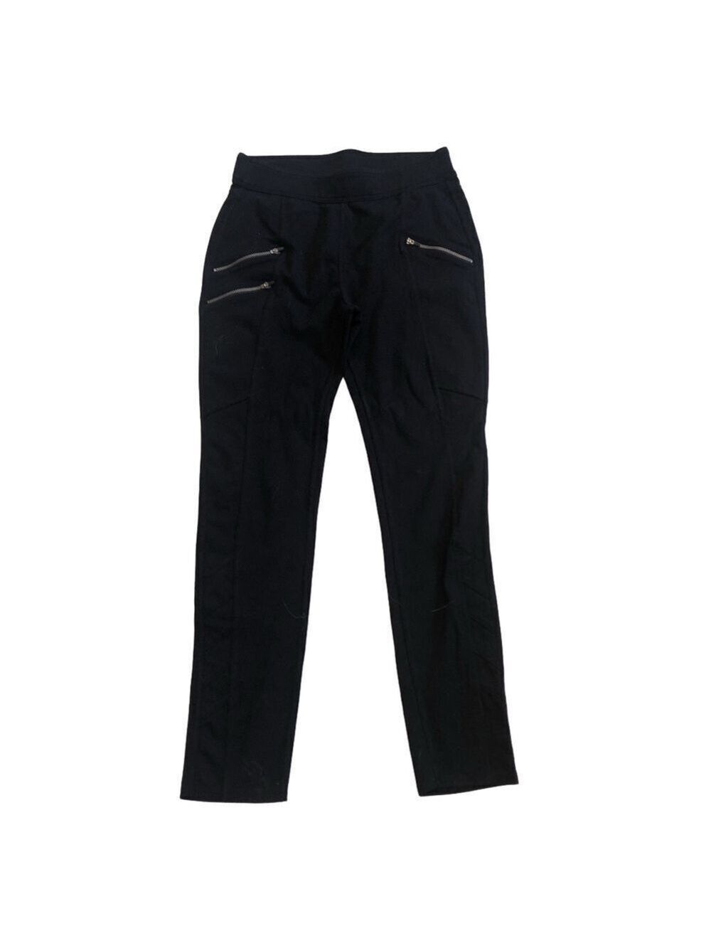 Athleta Ponte Moto Size M black pants activewear stretch zippers pockets